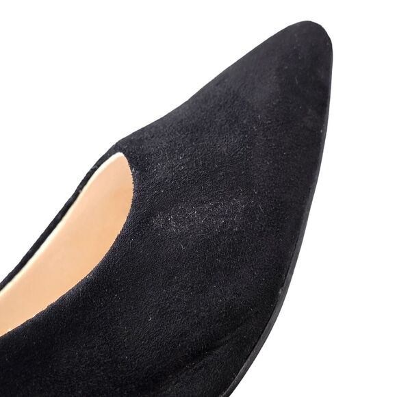 H&M Women's Black Faux Suede Leather Pointed Toe Classic Kitten Pumps Heels 38 - Picture 13 of 16